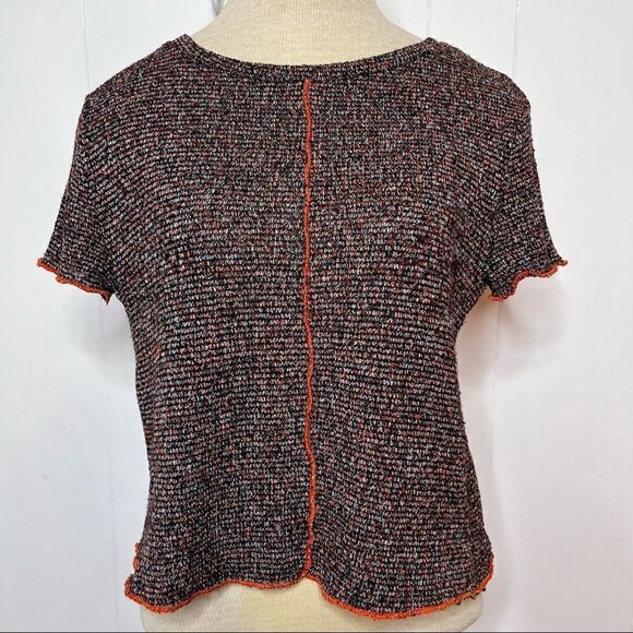 Zara Trafaluc Crop Top Womens Small Knit Inside Out Seam Contrast Stitching - Picture 1 of 7